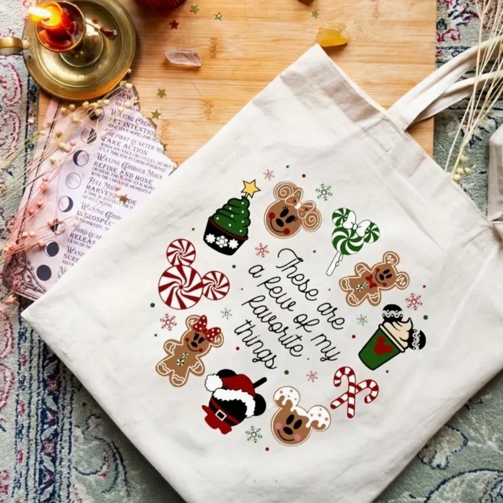 🎄 Mickey Mouse Christmas Inspired canvas tote bags